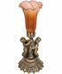 13" High Amber/Purple Tiffany Pond Lily Twin Cherub Accent Lamp