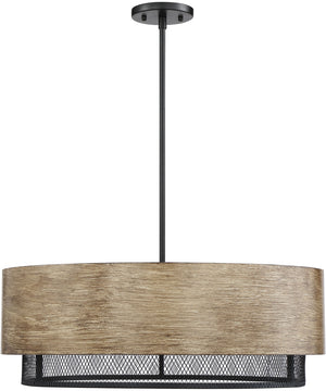 Barrique 5-Light Pendant Black / Honey Wood