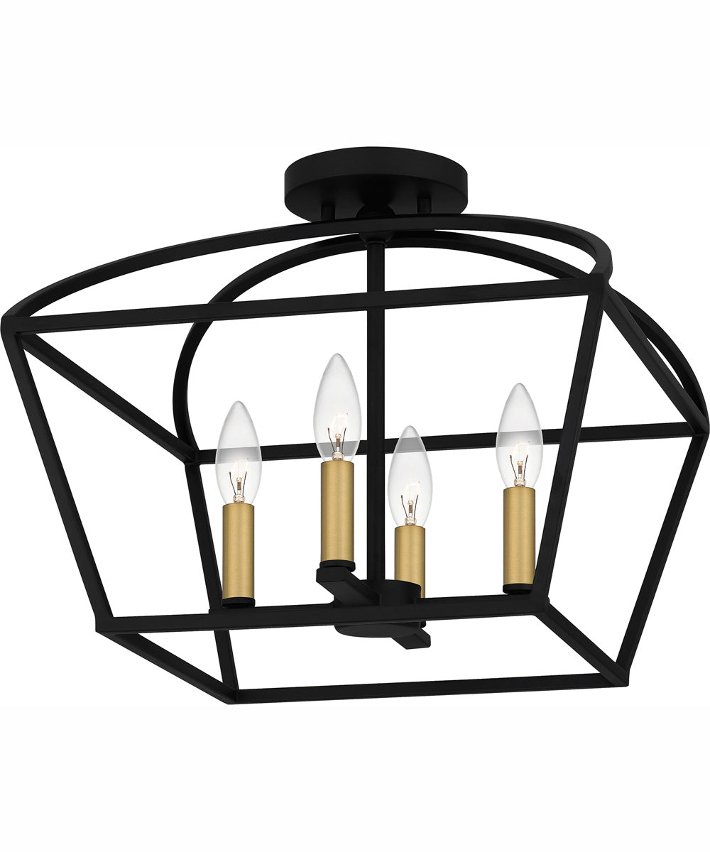 Concho Bay Medium 4-light Semi Flush Mount Matte Black