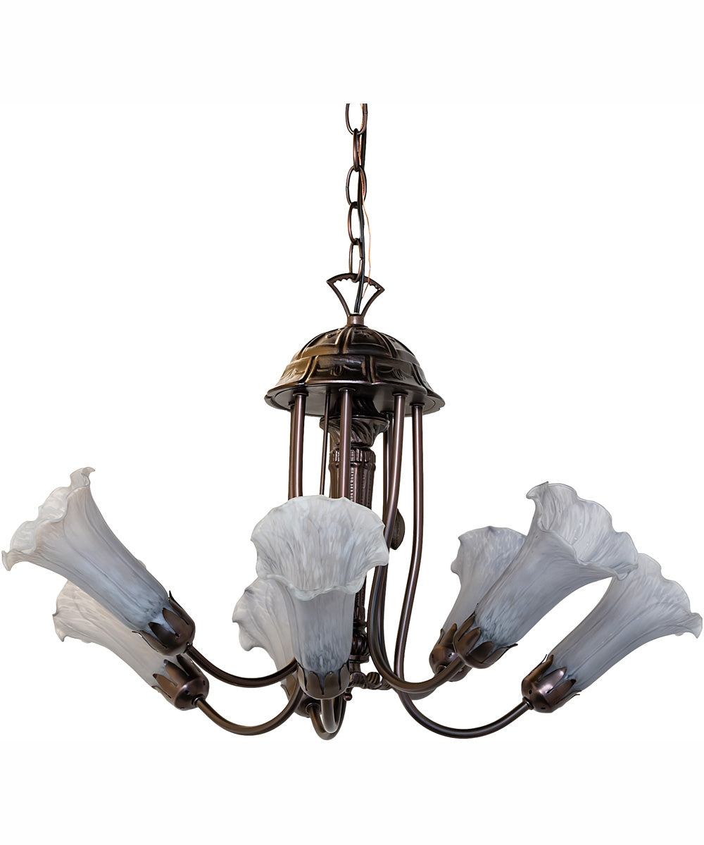 24" Wide Gray Tiffany Pond Lily 7 Light Chandelier