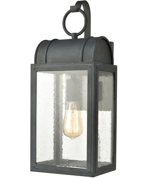 Heritage Hills 1-Light Outdoor Sconce Aged Zinc/Seedy Glass Enclosure