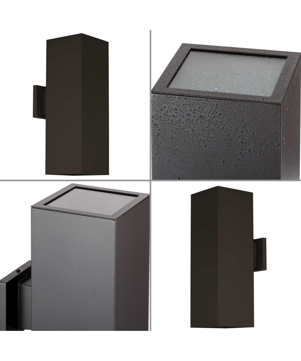 6" Square Up/Down Wall Lantern 2-Light Modern Outdoor Wall Lantern with Top Lense Antique Bronze