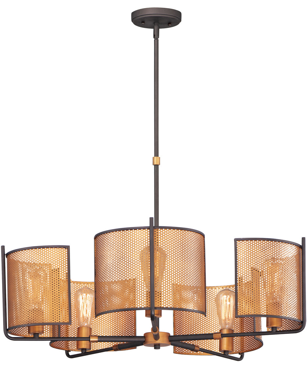 31"W Caspian 5-Light Chandelier Oil Rubbed Bronze / Antique Brass