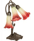 16" High Seafoam/Cranberry Tiffany Pond Lily 3 Light Accent Lamp