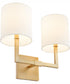 BOLERO 2-light Wall Mount Light Fixture Aged Brass w/ White Linen