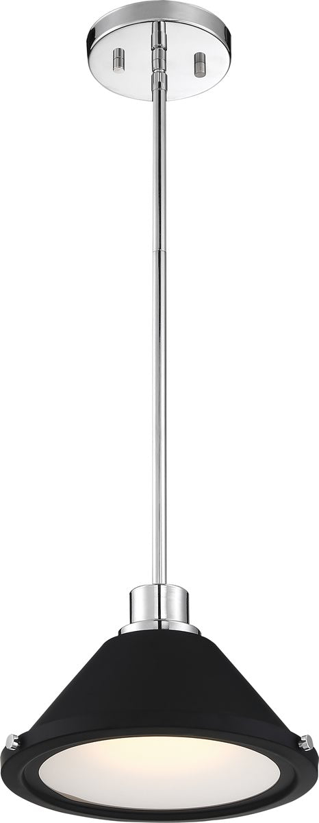 11"W Bette 1-Light LED Mini Pendant Polished Nickel / Matte Black