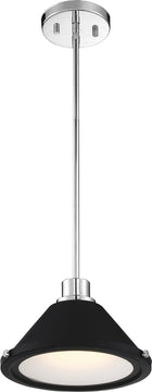 11"W Bette 1-Light LED Mini Pendant Polished Nickel / Matte Black