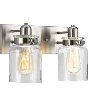 Calhoun 2-Light Clear Glass Farmhouse Bath Vanity Light Brushed Nickel