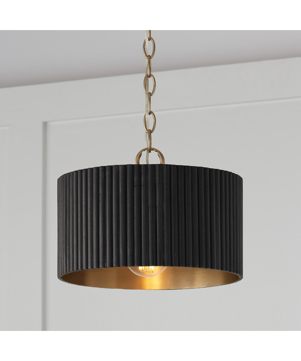 Donovan 1-Light Semi-Flush Black Stain and Matte Brass