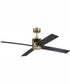 56" Gregory 1-Light Ceiling Fan Satin Brass / Flat Black
