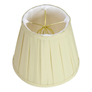 8"W x 7"H Empire Box Pleat Eggshell Lampshade with Shantung fabric and White Liner