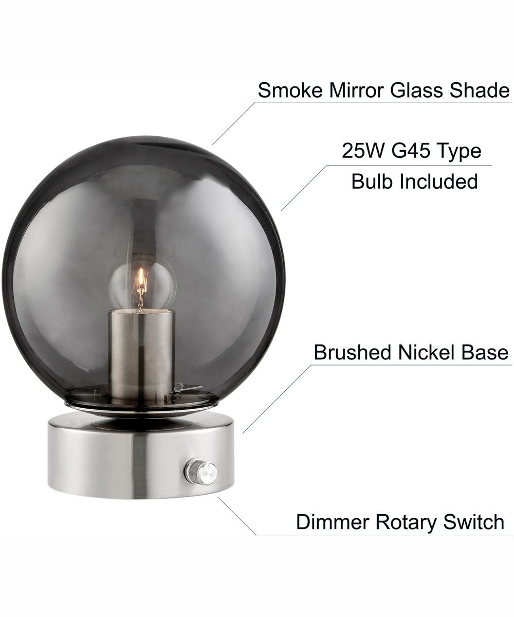 Reon 1-Light Table Lamp Brushed Nickel/Smoke Glass Shade