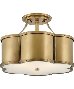 Chance 3-Light Medium Semi-flush Mount in Heritage Brass