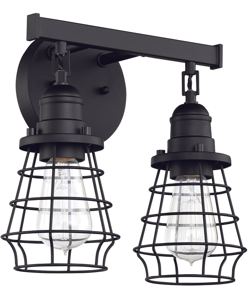 Thatcher 2-Light Bath Vanity Light Flat Black