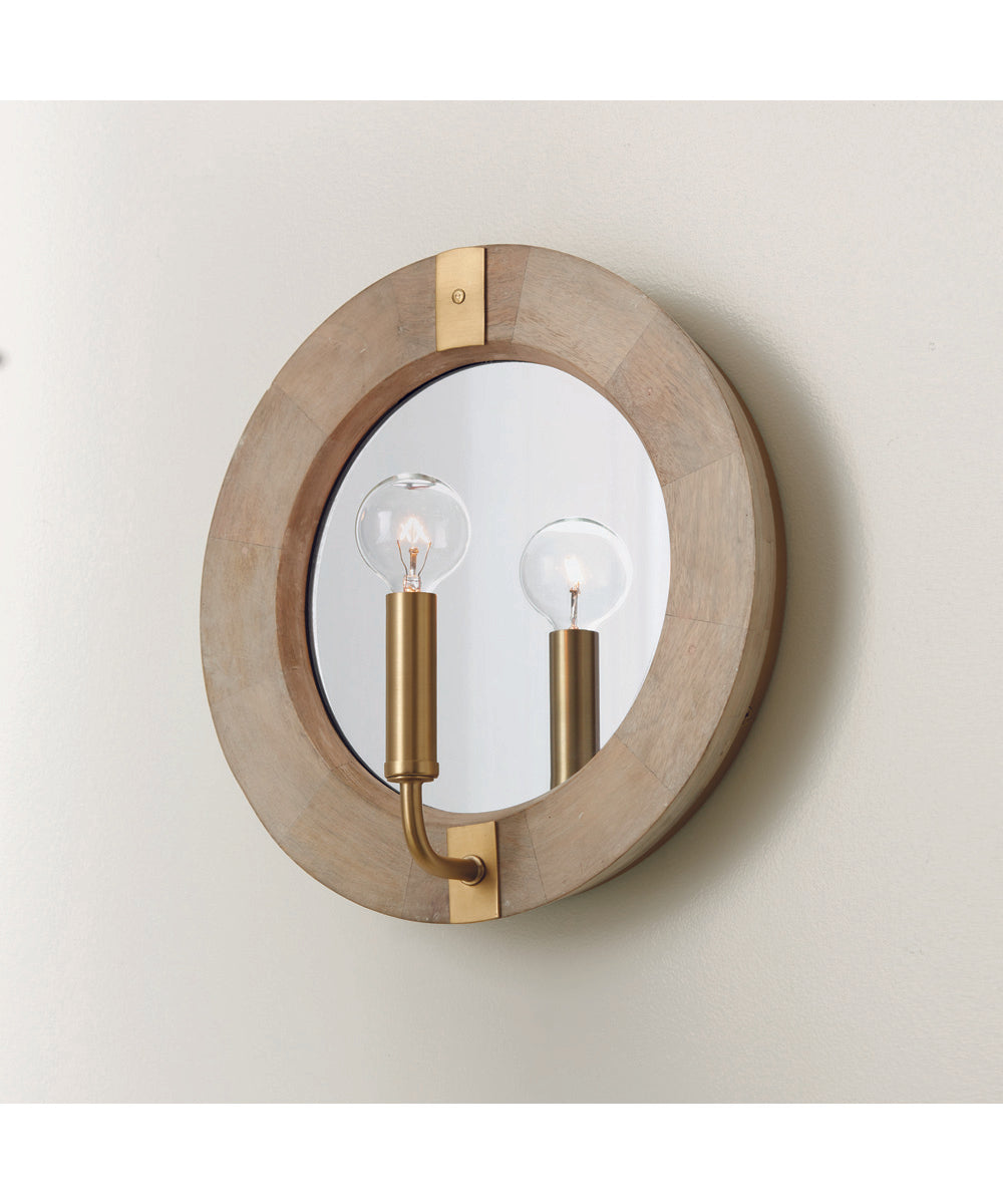 Finn 1-Light Sconce White Wash and Matte Brass