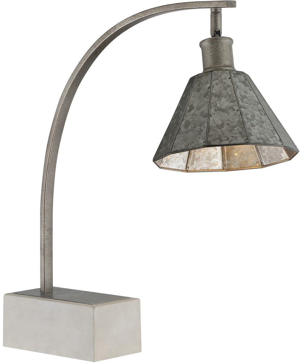Busson 1-Light Desk/Table Lamp Metal Shade/Cement Base