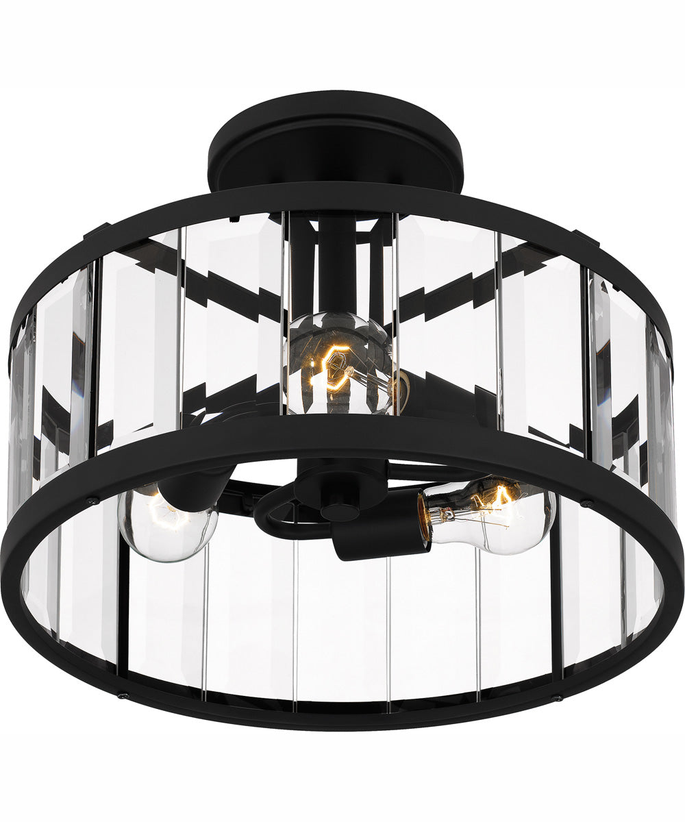 Lucia Medium 3-light Semi Flush Mount Matte Black