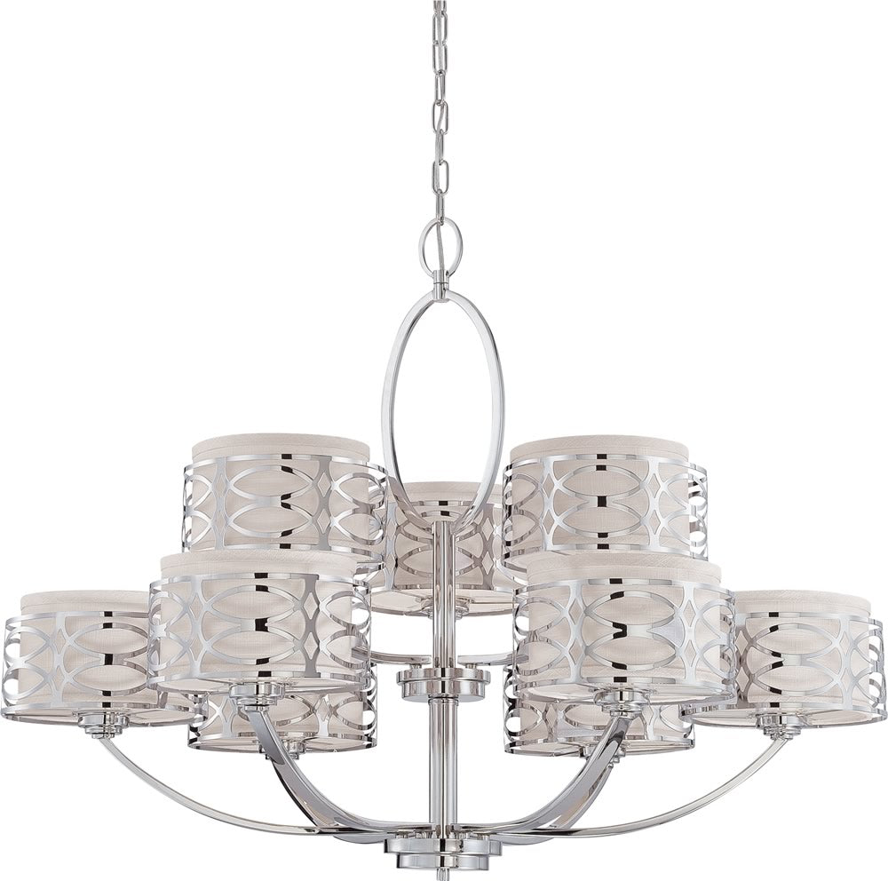 38"W Harlow 9-Light Chandelier Polished Nickel