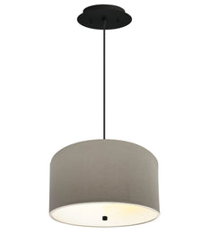 14" W 2 Light Pendant Light Oatmeal Shade with Diffuser, Black Cord