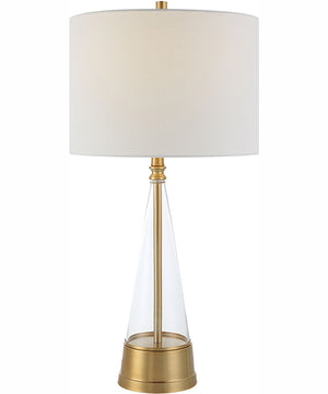 29"H 1-Light Table Lamp Metal and Glass in Antique Brass with a Round Shade