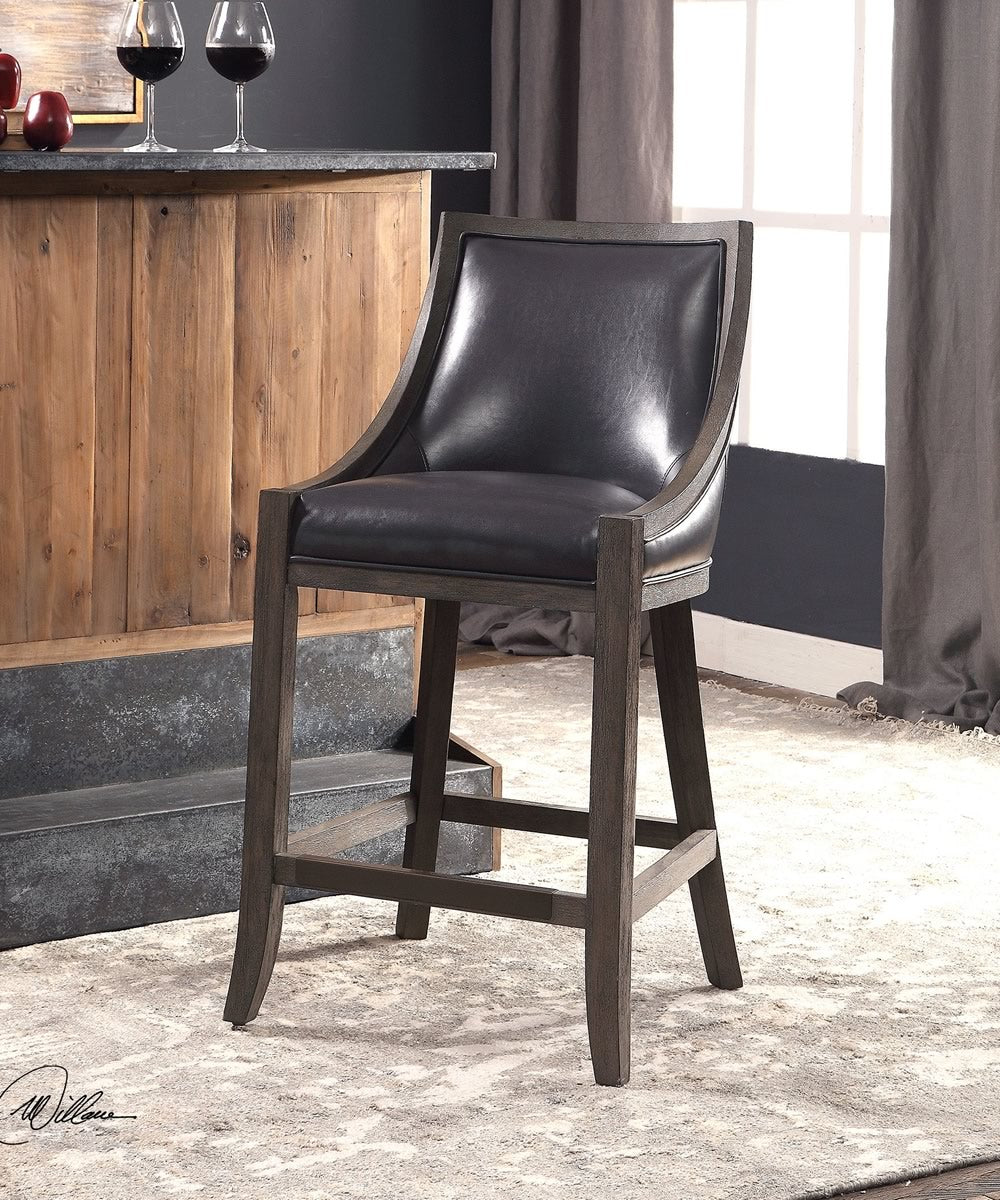 39"H Elowen Leather Counter Stool
