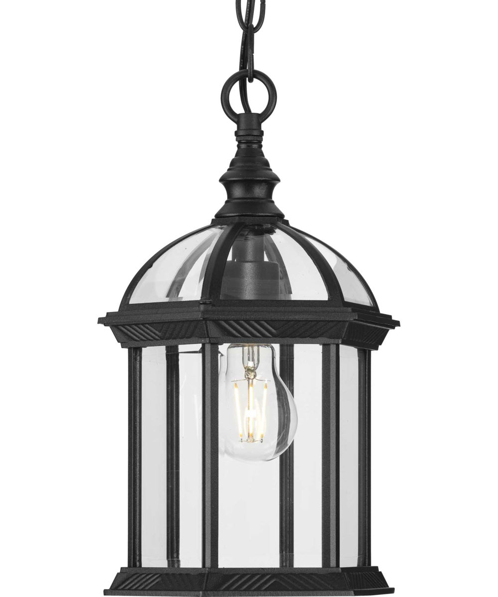 Dillard 1-Light Traditional Clear Glass Outdoor Hanging Light Textured Black