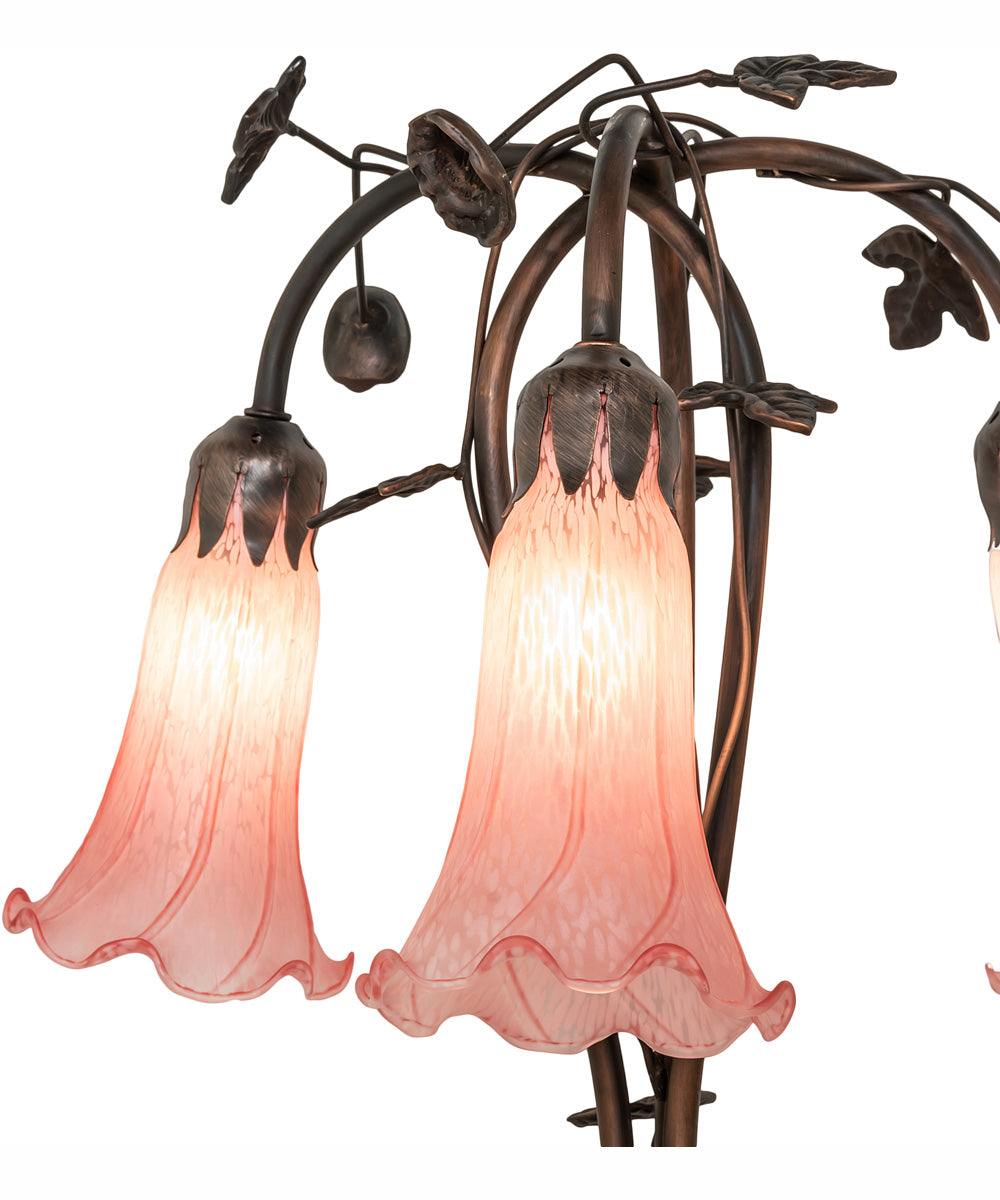 58" High Pink Tiffany Pond Lily 3 Light Floor Lamp