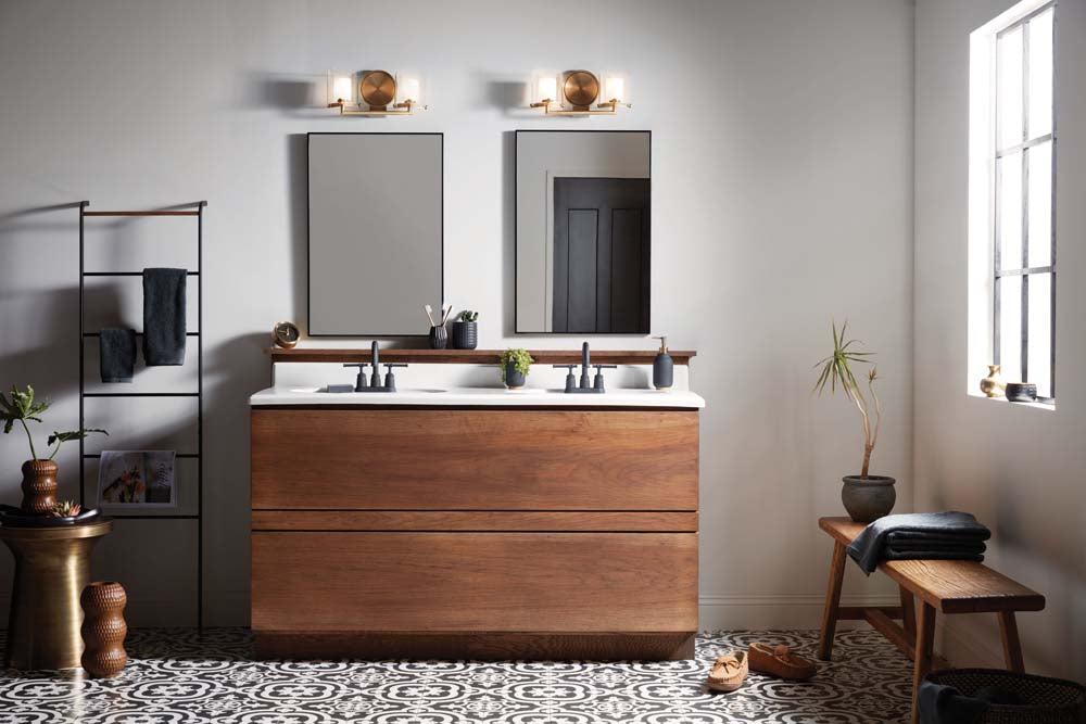 Rixon 2-Light Vanity in Heritage Brass