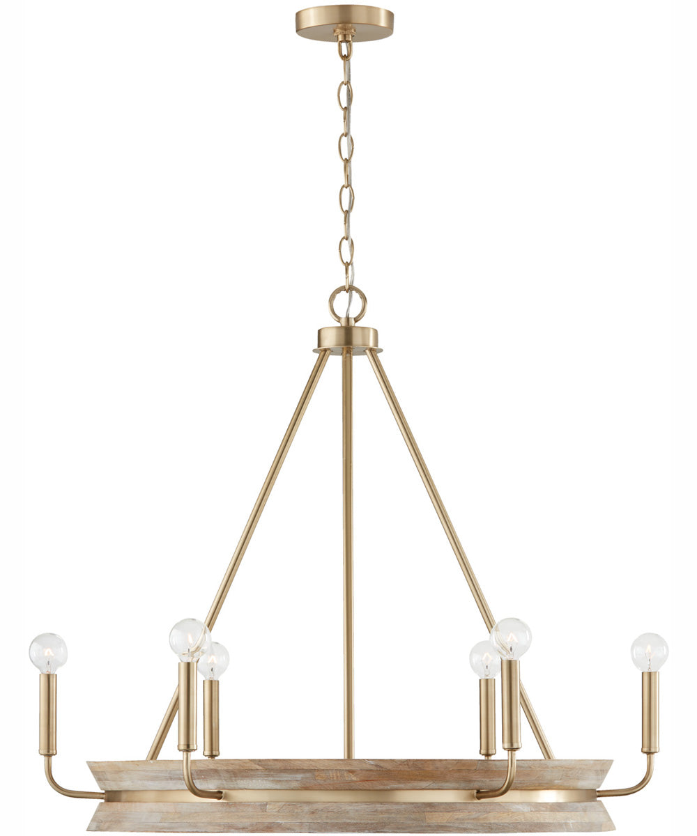 Finn 6-Light Chandelier White Wash and Matte Brass