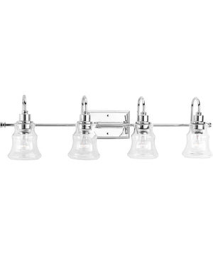 Litchfield 4-Light Clear Glass Coastal Bath Vanity Light Polished Chrome