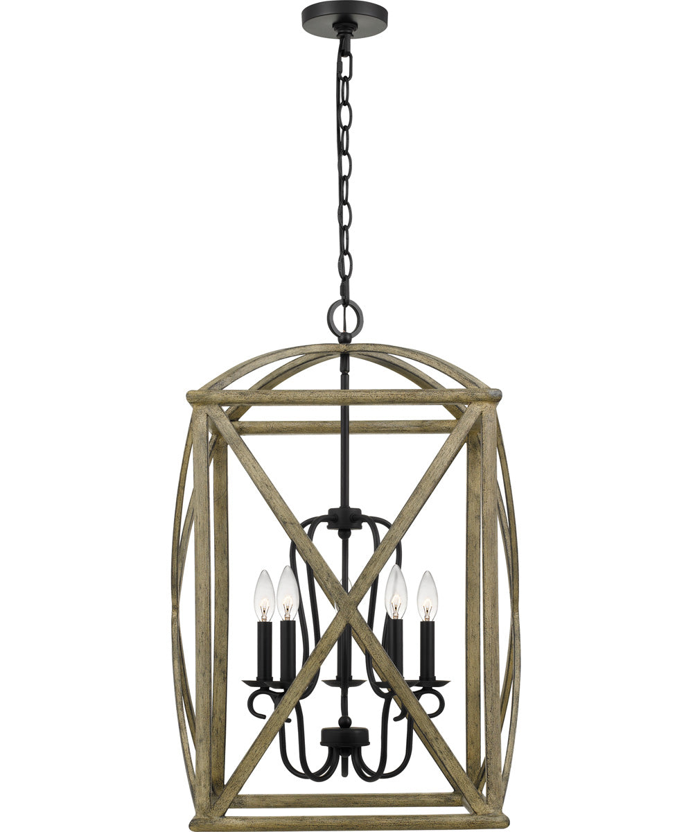 Woodhaven 5-light Pendant Distressed Weathered Oak