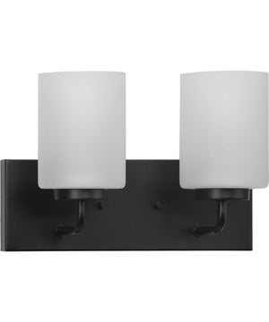 Merry 2-Light Etched Glass Transitional Style Bath Vanity Wall Light Matte Black