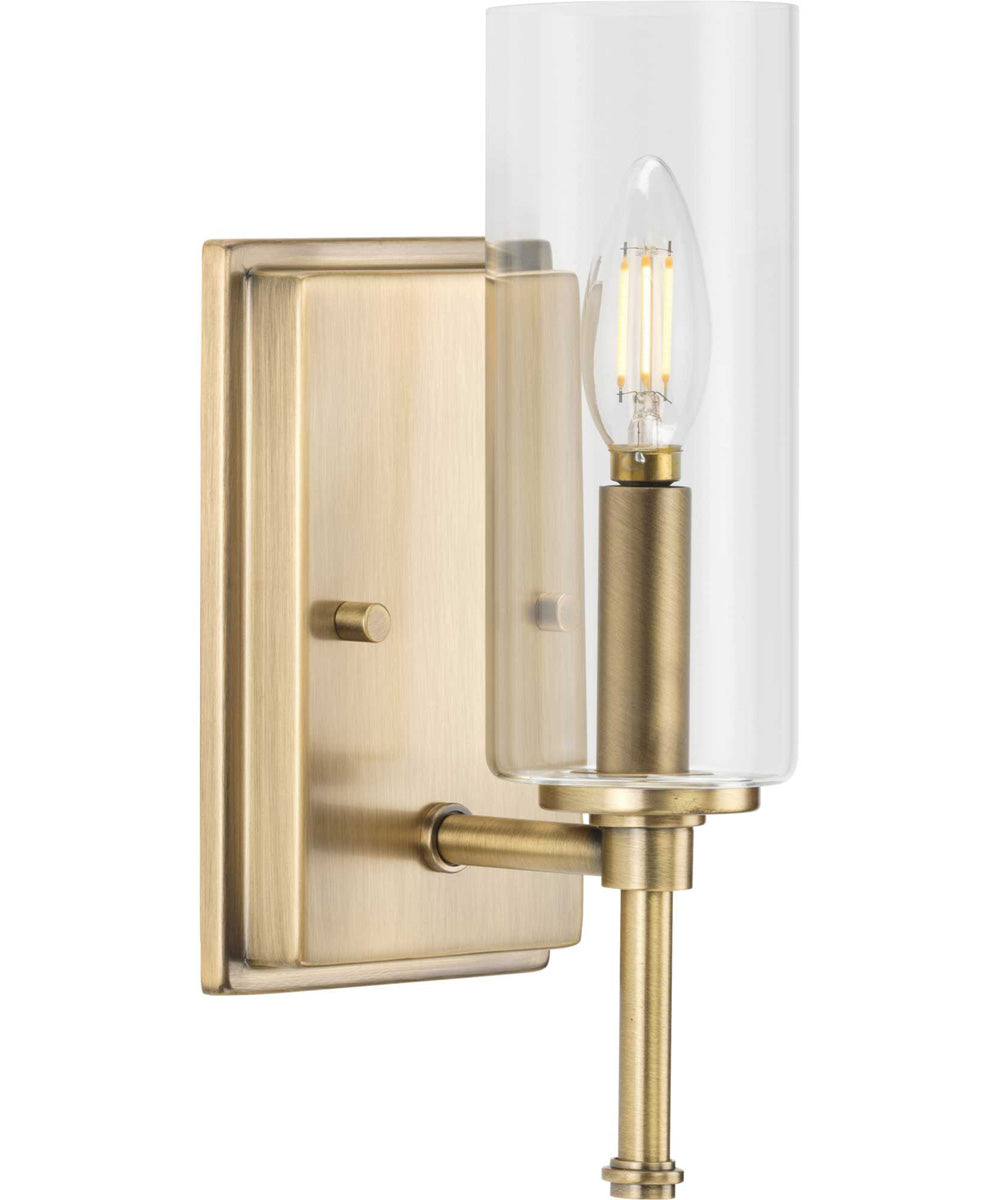 Elara 1-Light New Traditional Clear Glass Bath Vanity Light Vintage Brass