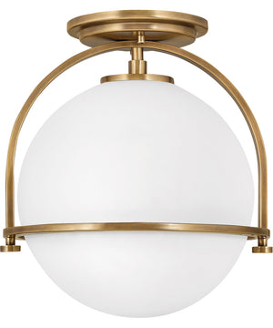Somerset 1-Light Small Semi-flush Mount in Heritage Brass
