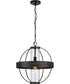 Terrace  1-Light Clear Seeded Glass Global Outdoor Hanging Light Matte Black