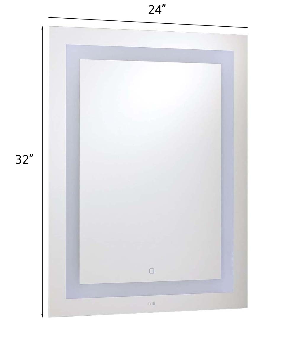 Rectangle LED Lighted Vanity Wall Mirror 24"x32" by Brilli