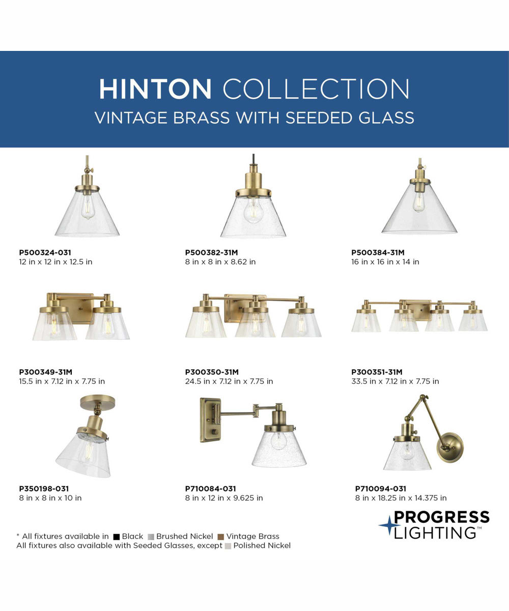 Hinton 1-Light Brushed Nickel Modern Farmhouse Pendant Vintage Brass