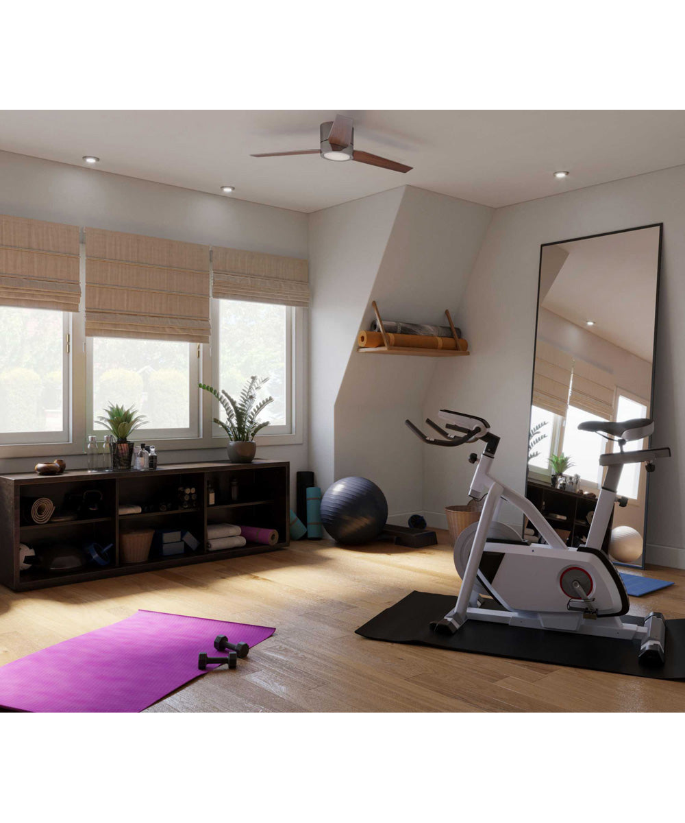 Braden 44" 3-Blade LED Mid-Century Modern Indoor Hugger Ceiling Fan Brushed Nickel