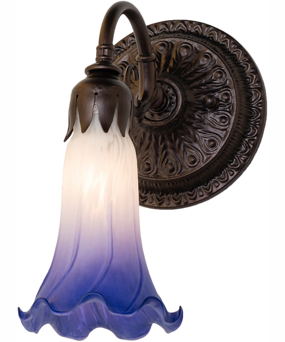 5.5" Wide Blue/White Tiffany Pond Lily Wall Sconce