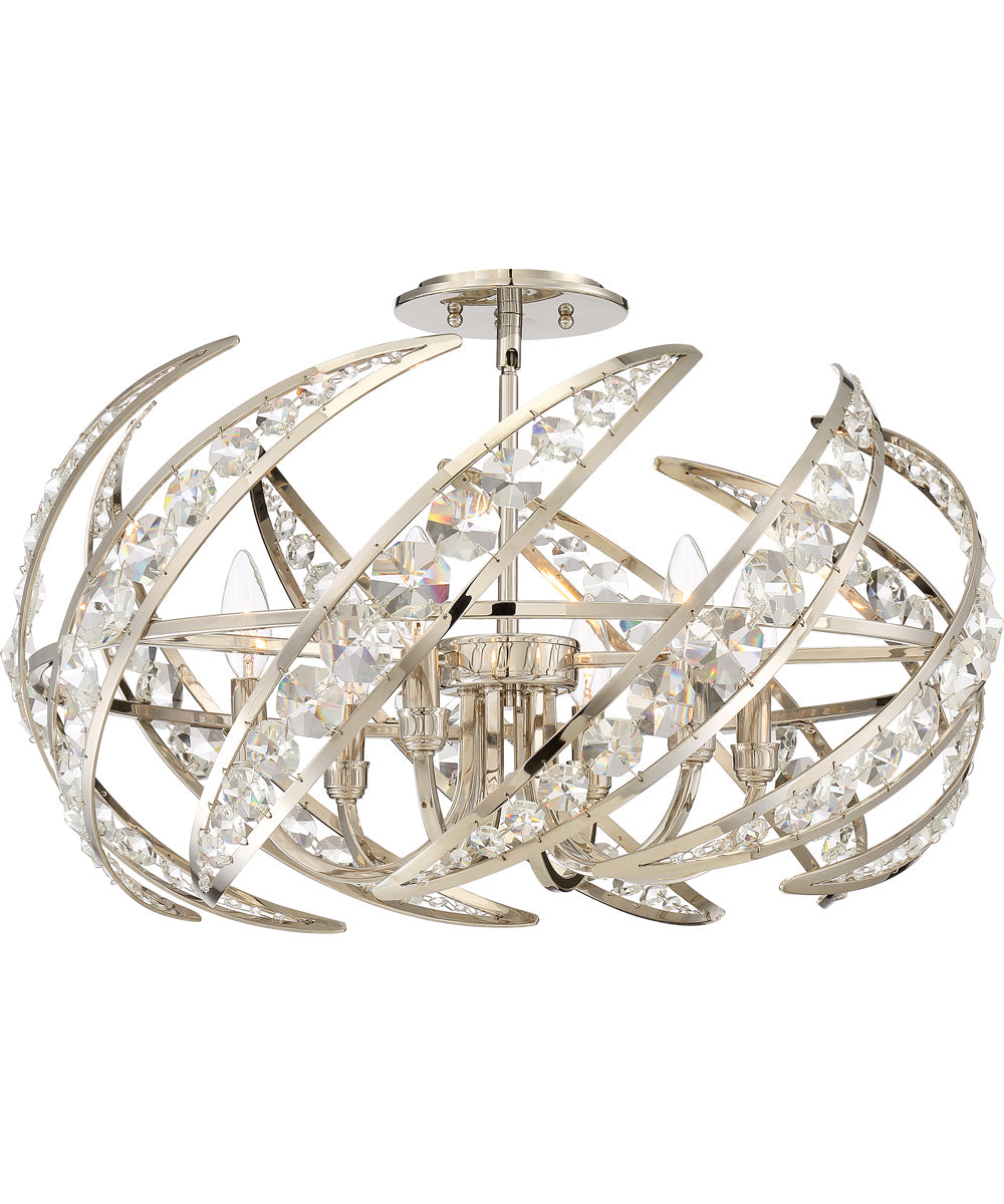 Crescent 6-light Pendant Polished Nickel