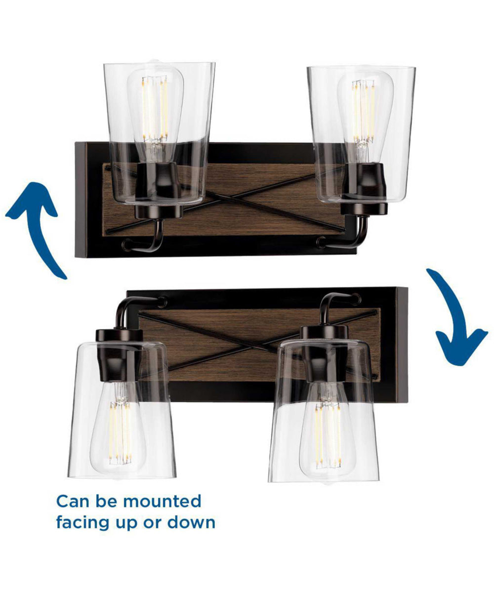 Briarwood 2-Light Clear Glass Coastal Bath Vanity Light Antique Bronze