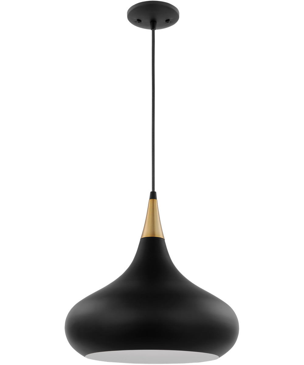 Phoenix 1-Light Pendant Matte Black / Burnished Brass