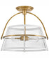 Tournon 2-Light Medium Semi-Flush Mount in Heritage Brass with Polished White Accents