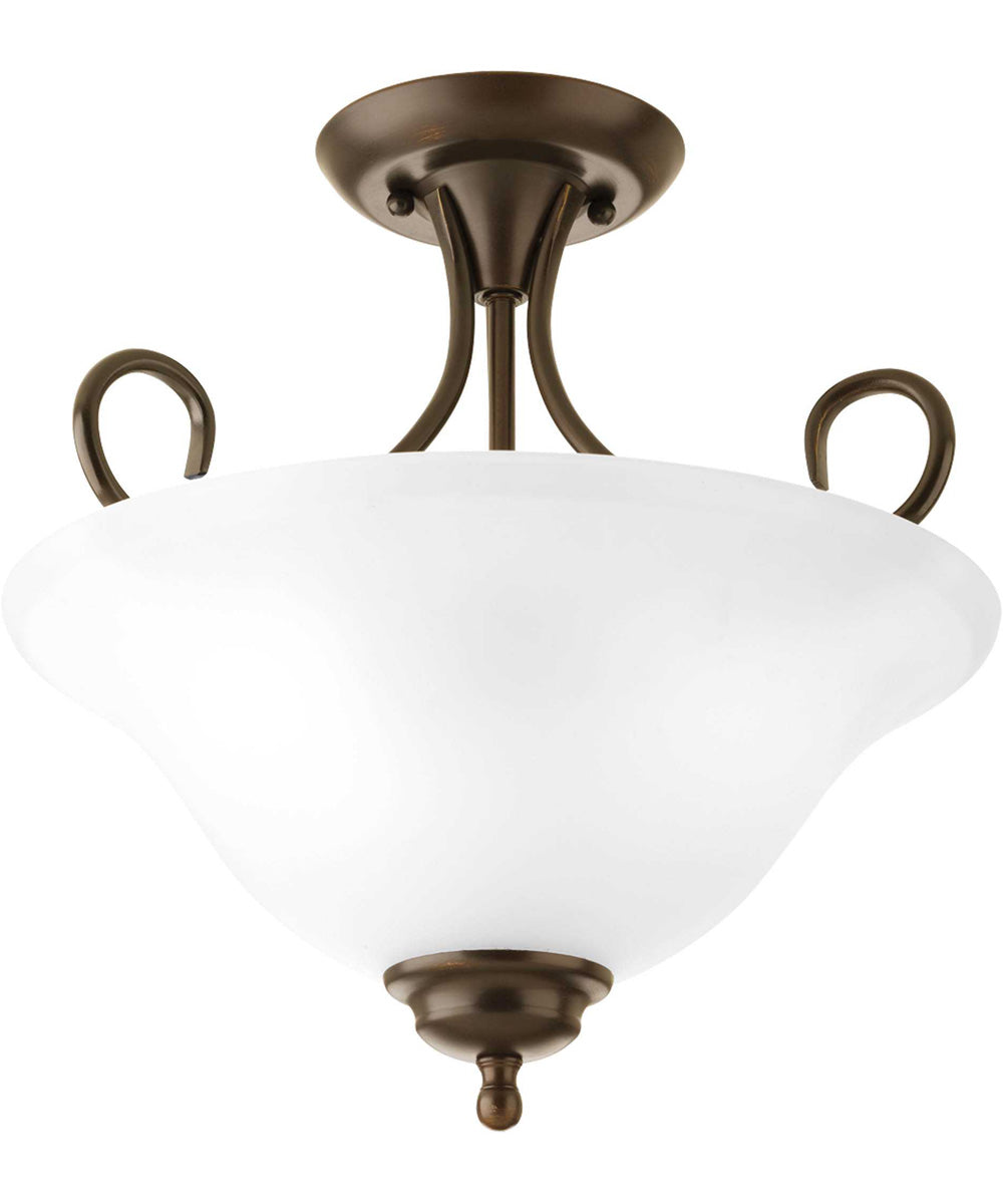 2-Light 13-1/4" Semi-Flush Antique Bronze