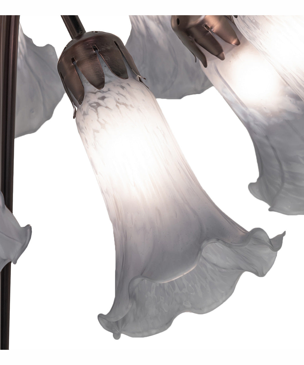 24" High Gray Tiffany Pond Lily 10 Light Table Lamp