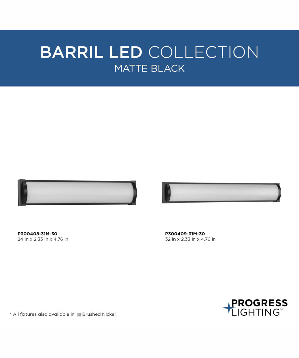 Barril 32 in. Large Modern Integrated LED Linear Vanity Light Matte Black