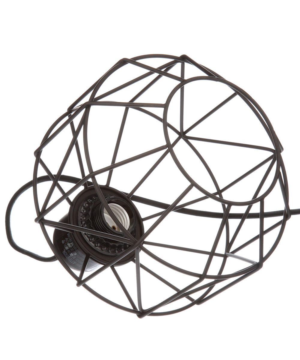 7"W 1-Light LED Metal Cage Plug-In Swag Pendant Light Bronze Finish