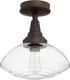 13"W 1-light Ceiling Flush Mount Oiled Bronze
