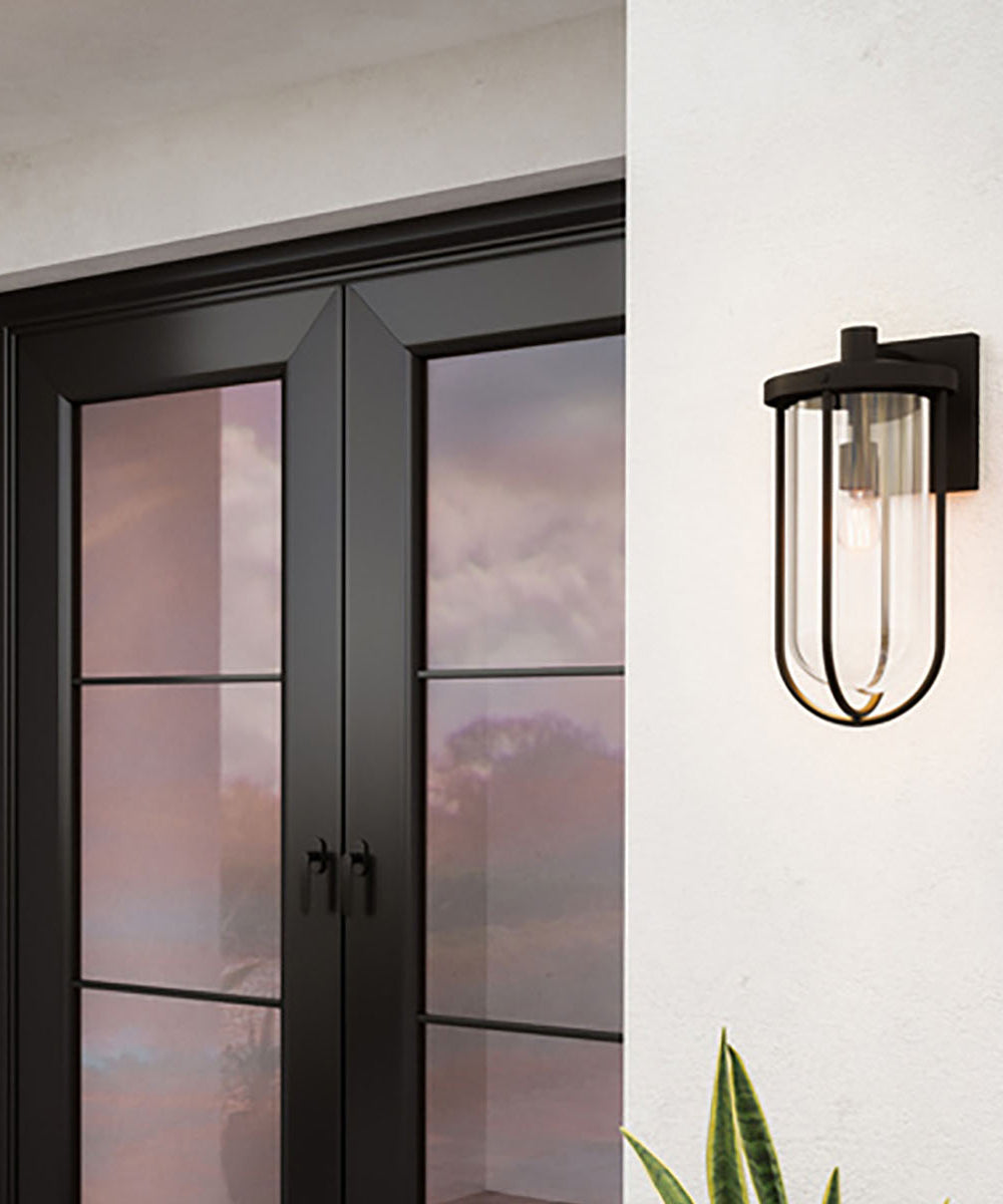 Corbin 1-Light Outdoor Wall Mount Rain or Shine - Black with Clear Glass
