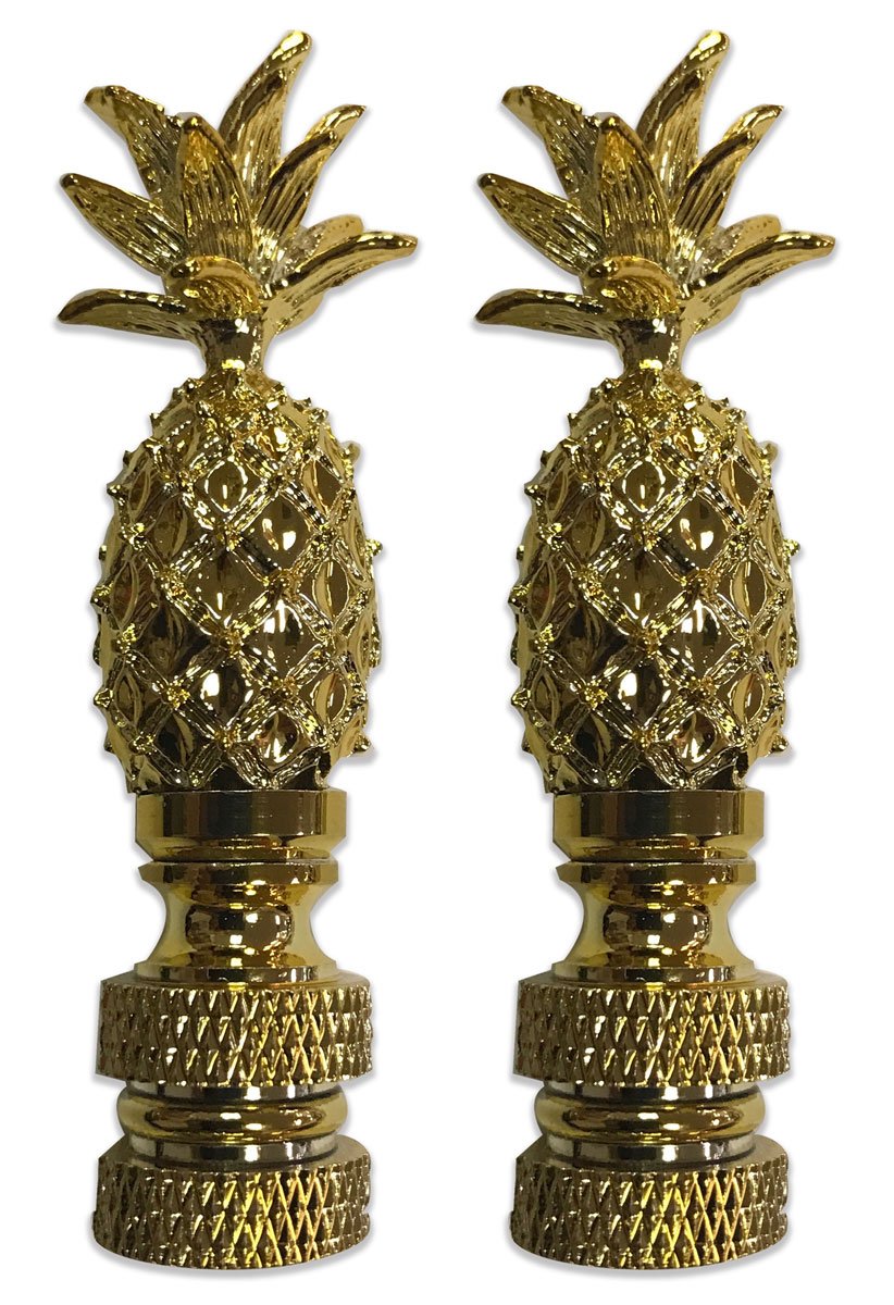 2.5" Royal Designs Vintage Pineapple Lamp Finial for Lamp Shade- Polished Brass Set of 2